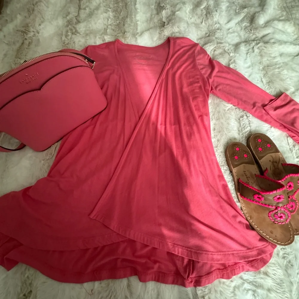 INC coral open cardigan